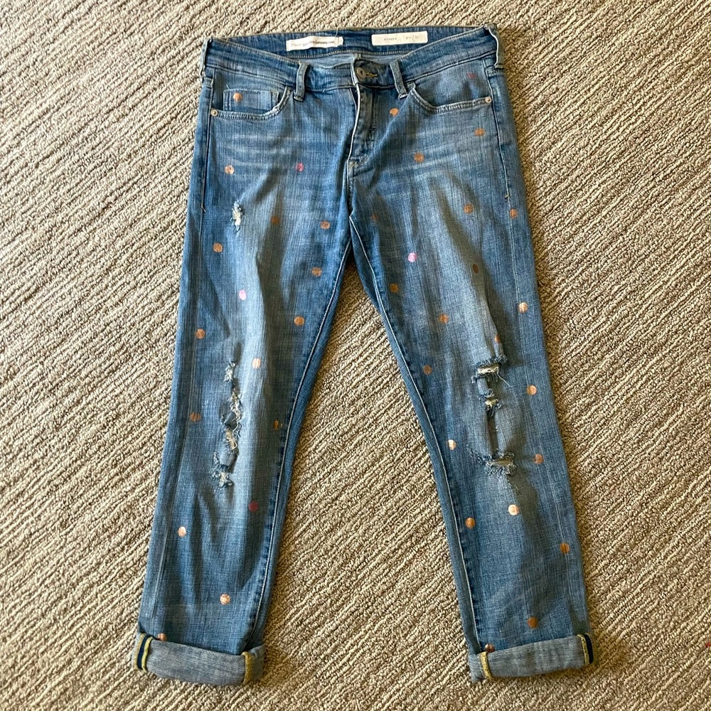 Size 27 jeans with polka dots
